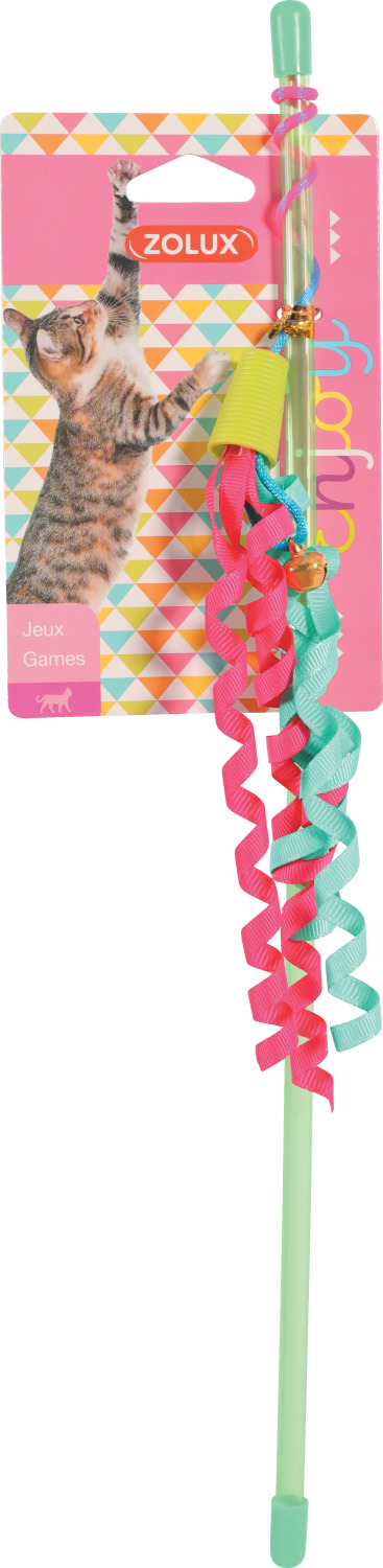 Jouet chat canne ruban coloris aléatoire